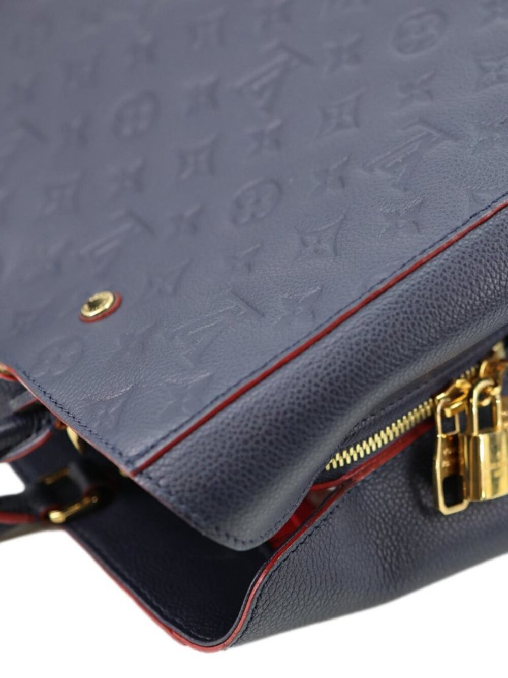 Louis Vuitton Montaigne MM Monogram Empreinte Shoulder Bag Navy Blue - Picture 6 of 11